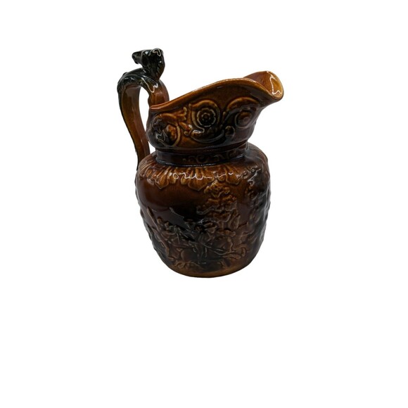 VTG Arthur Wood British Pottery Horse Head Handle Embossed Hunt Scene Pitcher 8" - Picture 5 of 16